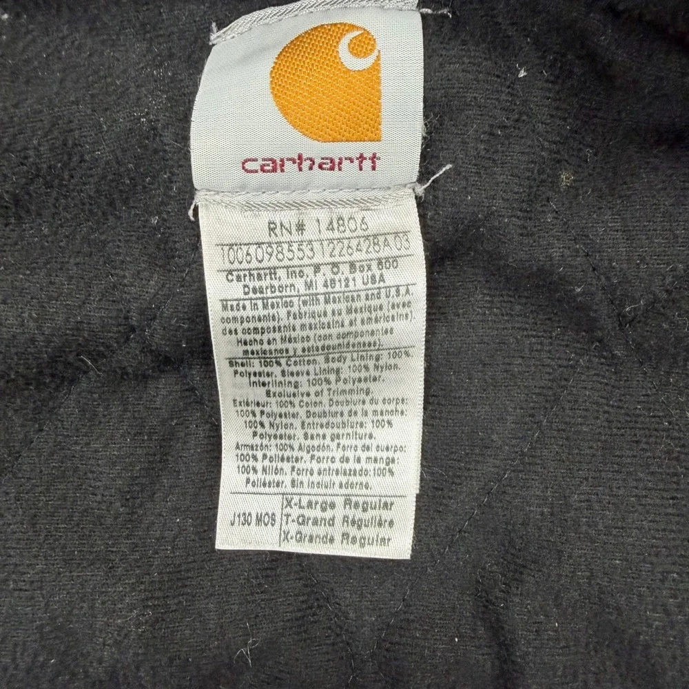 VTG Carhartt J130 MOS Fade Distressed Moss Green Jacket Mens XL Quilt Lined Hood